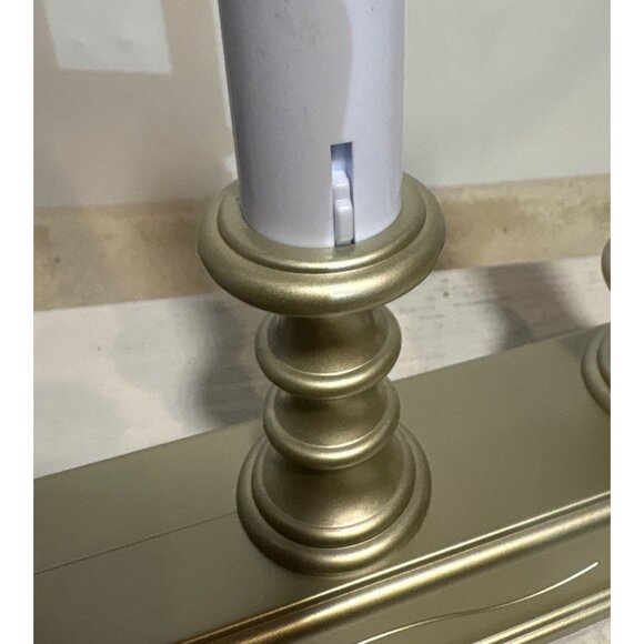 Battery Operated Candelabra Xodus FPC1230 Pewter Tone 3 LED Candles 10" Christma - Picture 8 of 9